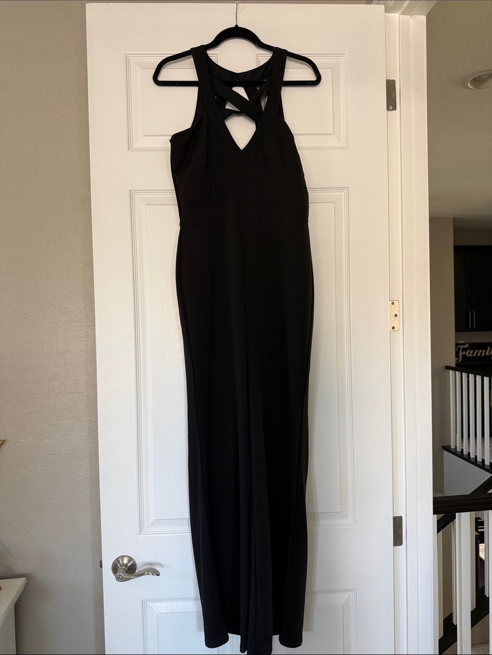Classic Black Crisscross Back Jumpsuit with wide bottom legs